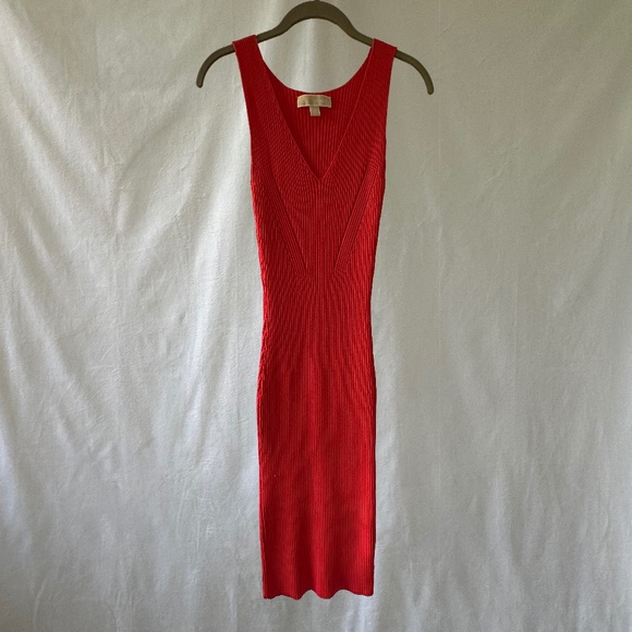 Sleeveless Sweater Michael Kors Red Sweater Dress Michael Kors Collection  Virgin Wool Midi Length Dress W/